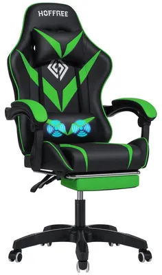 Obrázok produktu pre Ergonomická herná stolička – Herná stolička – Kancelárska stolička s masážnou funkciou – Opierka nôh – Umelá koža – Maximálna nosnosť 180 kg