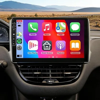 Obrázek produktu pro 2+64G Autorádio Android 15 s dotykovým displejem 10 palců, podpora GPS navigace, bezdrátové připojení Carplay a Android Auto