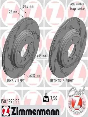 Produktbild von 2x ZIMMERMANN Bremsscheibe 150.1295.53 für BMW 3 Limousine (E46) 3 Touring (E46)