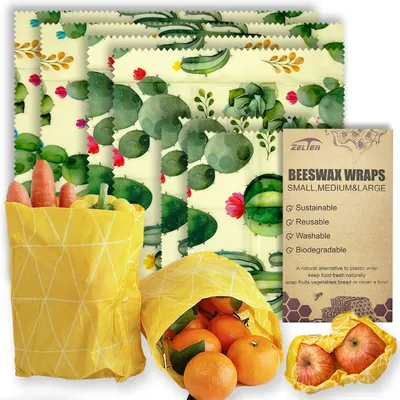 Immagine prodotto di Solidchoice - Confezione di contenitori riutilizzabili in cera d'api per alimenti (6 pezzi, 3 dimensioni)