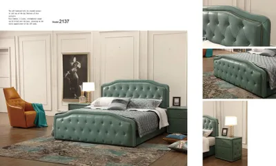 Zdjęcie produktu dla Nowoczesne łóżko hotelowe XXL luksusowe podwójne skórzane łóżko Chesterfield 180x200cm