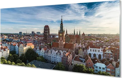 Produktbild von Glasbilder 100x50 Wandkunst Danzig Panorama Kirche