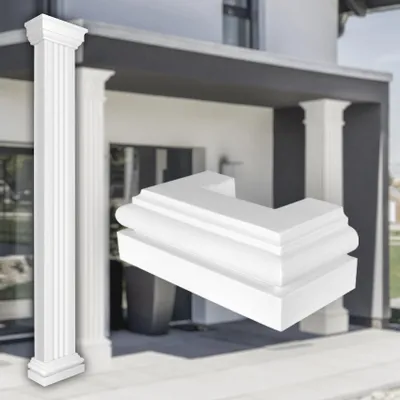 Produktbild von PRESTIGE DECOR Säulen & Halbsäulen eckig 225-244cm Teil-Kannelierung, Dekosäule Kunstharzputz weiß