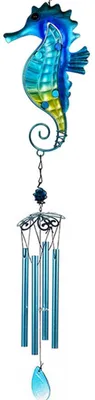 Immagine prodotto di Campanello a vento in vetro, decorazione da appendere, oceano, blu, 89 cm