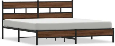 Obrázek produktu pro vidaXL Kovová postel bez matrace Hnědý dubový vzhled 200x200 cm
