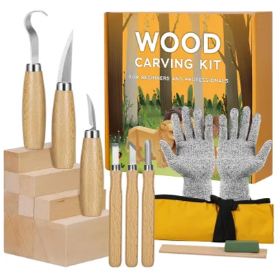 Image de Set d'outils de sculpture sur bois 18-en-1 pour débutants