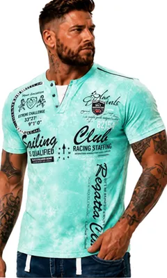 Produktbild von Herren T-Shirt | Sommershirt | Batik Optik | 2879 Mint L
