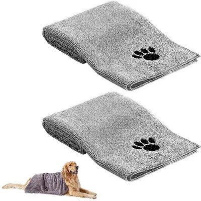 Produktbild von Ibenzoa® Extra saugstarke Mikrofaser-Hundehandtücher, 2er-Set 35 x 75 cm, weich & schnell trocknend – pflegeleicht, ideal für große Hunde und Haustiere