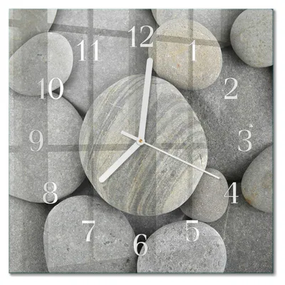 Produktbild von Tulup Glasuhr Wanduhr Küchenuhr Echt-Glas 30x30 cm Modern Dekorativ Geräuschlos Weiße Zeiger - Steine
