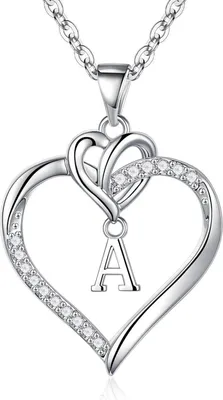 Produktbild von TINGN Valentinstag Herz Initial Halskette Zirkonia 14K Vergoldet Silber