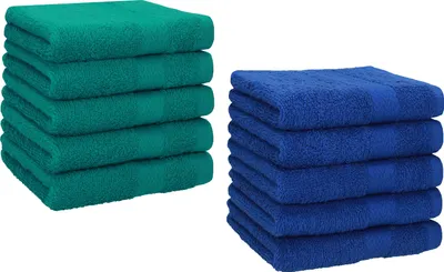 Immagine prodotto di Betz 10 asciugamani 30x30 cm PREMIUM 100% cotone  Colore: verde smeraldo e blu reale
