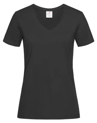 Produktbild von Stedman Damen Classic T-Shirt mit V-Ausschnitt LT867 (L) (Schwarz)