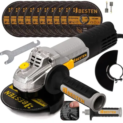 Produktbild von Winkelschleifer 125 mm 1300W, Drehzahlregelung, Softstart, 10× Trennscheiben