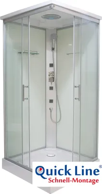 Produktbild von Komplettduschkabine TWIST 1 - 80 x 80 x 215 cm - Mit Massagedüsen - Glasablage - Eckeinstieg - Sicherheitsglas - Dusche komplett