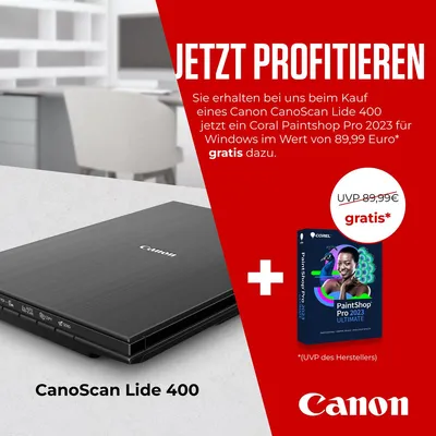 Produktbild von Canon CanoScan Lide 400 A4-Flachbettscanner schwarz / USB / inkl. COREL PaintShop Pro 2023