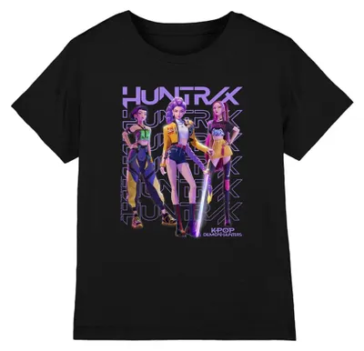 Productafbeelding van Kpop Demon Hunters Huntrix Huntrx, T-shirt voor kinderen, goudkleurig, zwart, maat 12–1