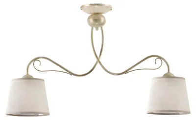 Produktbild von JUPITER Deckenleuchte KAMELIA 1356 Klassisch 2-flammig E27 Ecru Stoff PCV Deckenlampe für Esszimmer Wohnzimmer Schlafzimmer Flur
