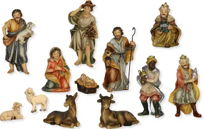 Produktbild von 12x FADEDA Johannes-Krippenfiguren / Höhe:8 cm / handbemalt / detailgetreue Krippen Figuren - Weihnachten Tisch Dekoration Krippe Zubehör
