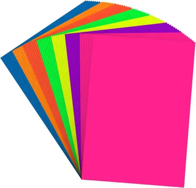 Produktbild von Fotokarton A4, 250 g/m², 56 Blatt, 7 Neonfarben, für Basteln