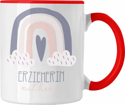 Produktbild von Trendation - Erzieherin Tasse Geschenk Danke Kaffeetassse Geschenkidee für Kindergärtnerin mit Herz Spruch (Rot)