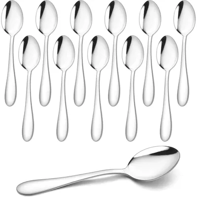 Obrázek produktu pro Sada 12 lžic na kávu, nerezová ocel, délka 13,5 cm, vysoce leštěné, vhodné do myčky, klasický design
