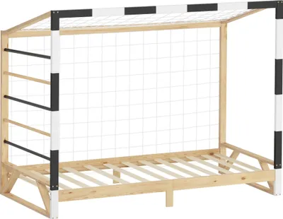 Produktbild von ML-Design Kinderbett Fußballtor 90x200 cm Holzbett mit Lattenrost Kletterleiter & Netz Jugendbett aus Kiefernholz Einzelbett für Kinder Handballtor