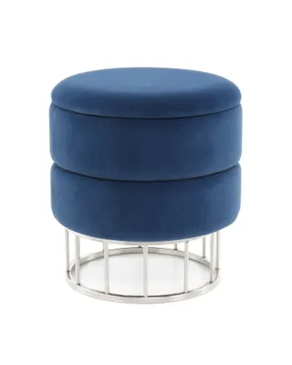 Produktbild von QIYANO Hocker Edina Blau - Moderner Sitzhocker,  Stauraum, Design, Samtbezug