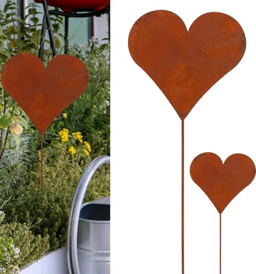 Produktbild von 3er Set Gartenstecker Herz im Rost Design, 80cm