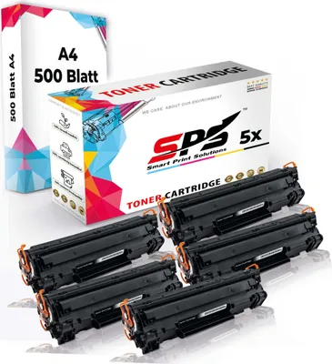 Produktbild von Druckerpapier A4 + 5x Multipack Set Kompatibel für HP LaserJet Pro M 1212 nf MFP (CE285A/85A) Toner Schwarz