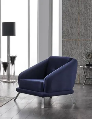 Produktbild von Sessel Luxus Wohnzimmer Modern Design Textil Möbel Luxus Sitz Blau