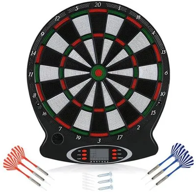 Produktbild von Elektronisches Dartspiel mit LCD-Scorebrett - Softtip-Dartspiel für den Heimgebrauch - inklusive 6 Darts - elektrisch