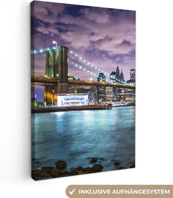 Zdjęcie produktu dla MuchoWow® - Obraz na płótnie - Nowy Jork - Skyline - Miasto - Kolory, obraz na ścianę, dekoracja ścienna do salonu, 80x120cm