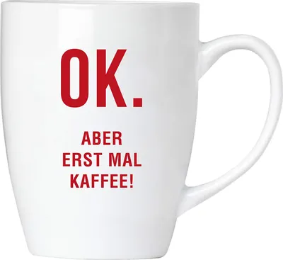 Produktbild von BRUBAKER - OK. Aber erstmal Kaffee. - Kaffeetasse aus Keramik - 300 ml - Kaffeebecher