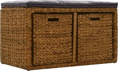 Obrázok produktu pre vidaXL Lavička s 2 košíkmi Morská tráva 71 × 40 × 42 cm Hnedá