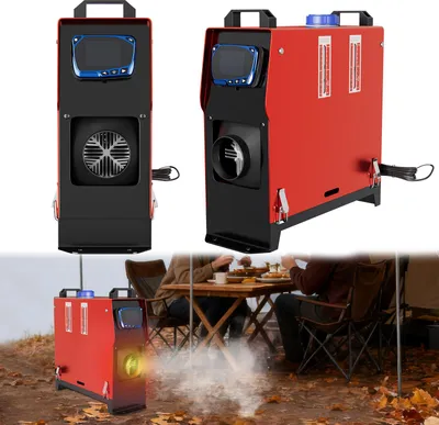 Produktbild von LARS360 Rot 8kW 12V Diesel-Lüfterheizer, Dieselheizung mit LCD-Display & Fernbedienung – Vielzweck Heizgerät für Werkstatt, Lager, Stall, Camping