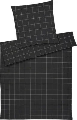 Produktbild von elegante Soft-Flanell Bettwäsche Oxford anthrazit großes Karomuster , Größe:135x200 cm + 80x80 cm