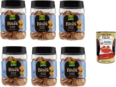 Produktbild von 6x Gullon Quinoa- und Chia-Cracker 250 g + Italian Goumet polpa 400g