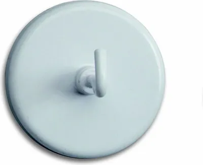Produktbild von Kraftmagnet mit Haken 47mm Durchmesser 15kg Haftkraft 5 Stück weiß Packung mit 12 Stück