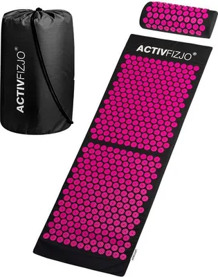 Image de Tapis pour acupressure, tapis d'acupressure, tapis de massage, set d'acupressure, avec coussin , couleur:noir & rose