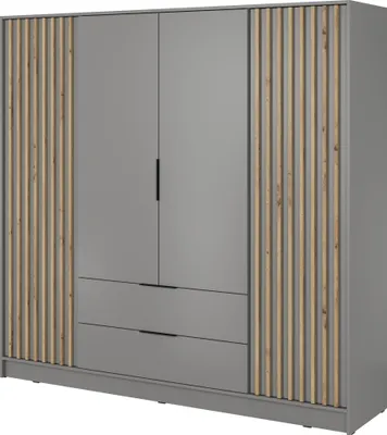 Produktbild von Masseno Drehtürenschrank NELIANA 206 cm Kleiderschrank Schlafzimmer Schrank 4-türig Grau