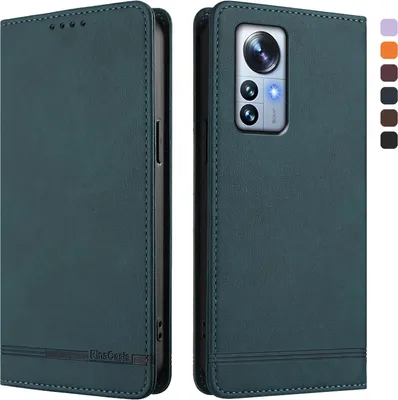 Immagine prodotto di Custodia per Xiaomi 12 Pro / 12S Pro, retro custodia flip in Finto cuoio con supporto e slot per schede Verde