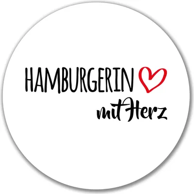 Produktbild von Huuraa Aufkleber Hamburgerin mit Herz 10cm rund Sticker Geschenkidee