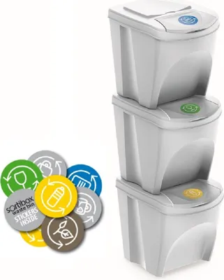 Produktbild von Abfallkorb sortibox weiß - 3x25l