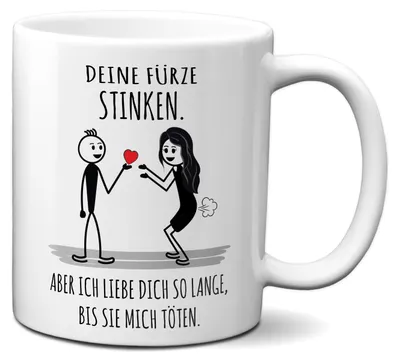 Produktbild von TassenKing Tasse Deine Fürze stinken ich liebe Dich trotzdem Liebestasse Geschenk für Frau oder Freundin Frauen lustig (weiß)