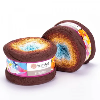 Obrázok produktu pre Yarn Art Flowers 296 Brown Blue Pletacia priadza