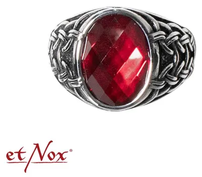 Produktbild von Ring mit rotem Stein: Siegelring aus Edelstahl 62 (19.7 mm Ø)