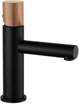 Produktbild von Mexen Elba One Waschtischarmatur, schwarz/roségold - 74101-76