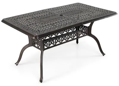 Immagine prodotto di Tavolo da pranzo da esterno in alluminio con foro per ombrellone, 150x90 cm