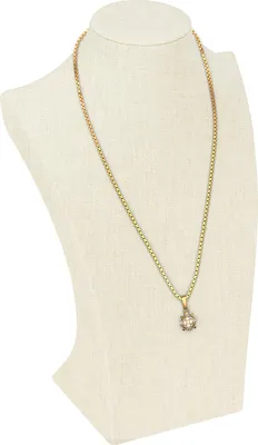 Produktbild von Belle Vous Leinen Kettenhalter Schmuckständer Büste - 11,3 x 10,2 x 30 cm - Jewelry Stand Mannequin für Hängende Chokers, Anhänger, Ketten &