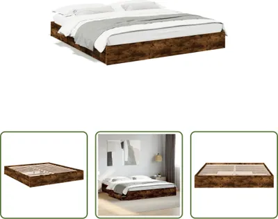 Produktbild von The Living Store Bettgestell mit Schubladen Räuchereiche 180x200cm Holzwerkstoff